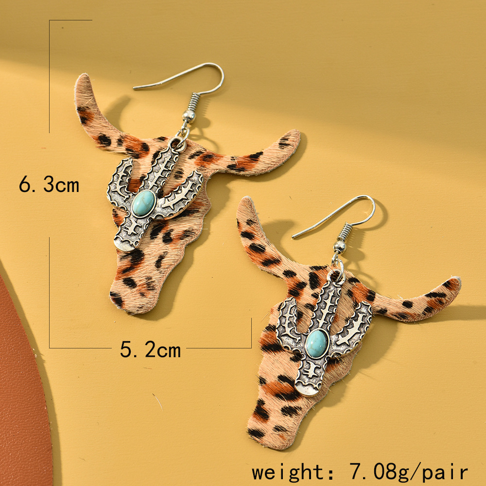 Ethnic Style Cattle Alloy Plating Turquoise Womenu0027S Drop Earrings 1 Pair