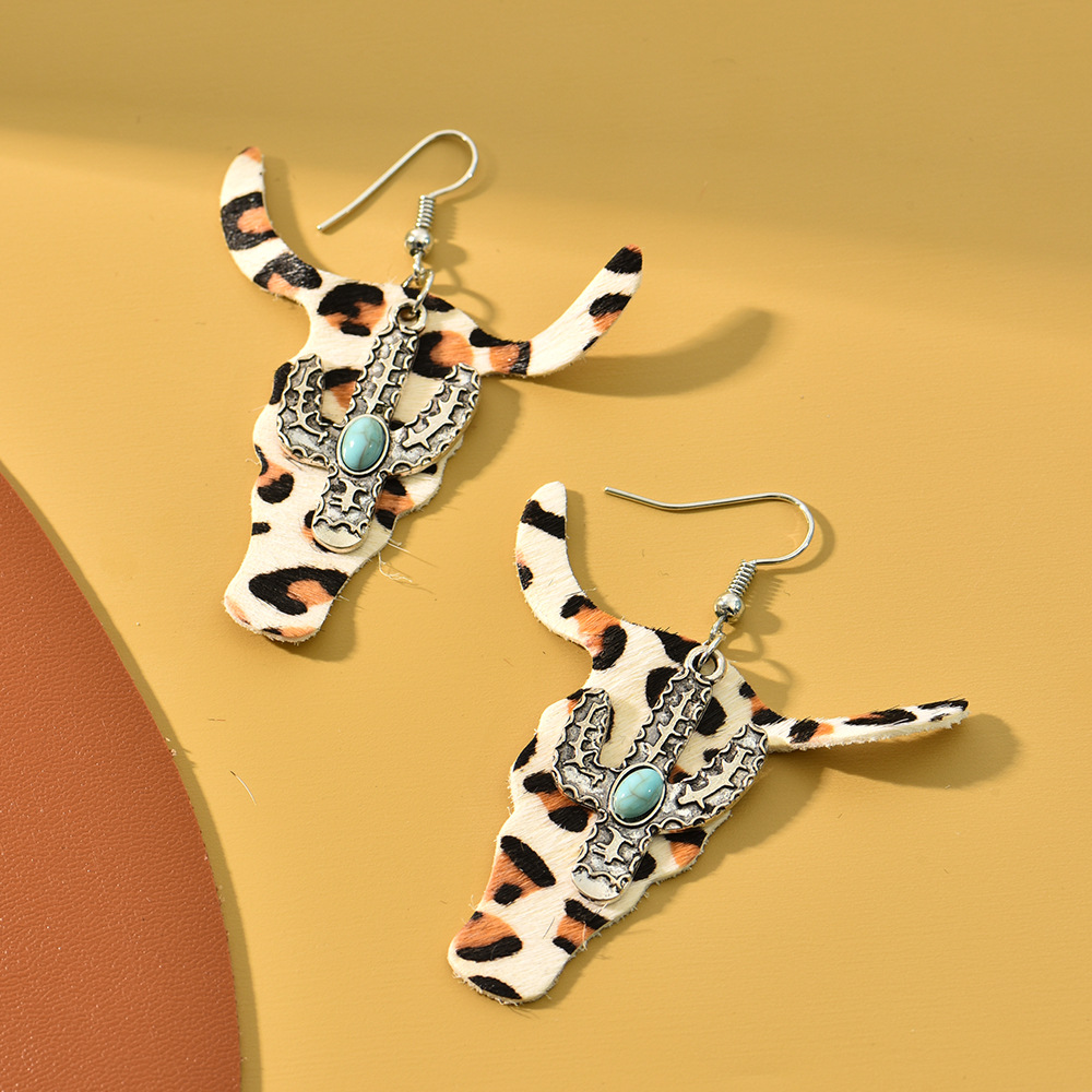 Ethnic Style Cattle Alloy Plating Turquoise Womenu0027S Drop Earrings 1 Pair