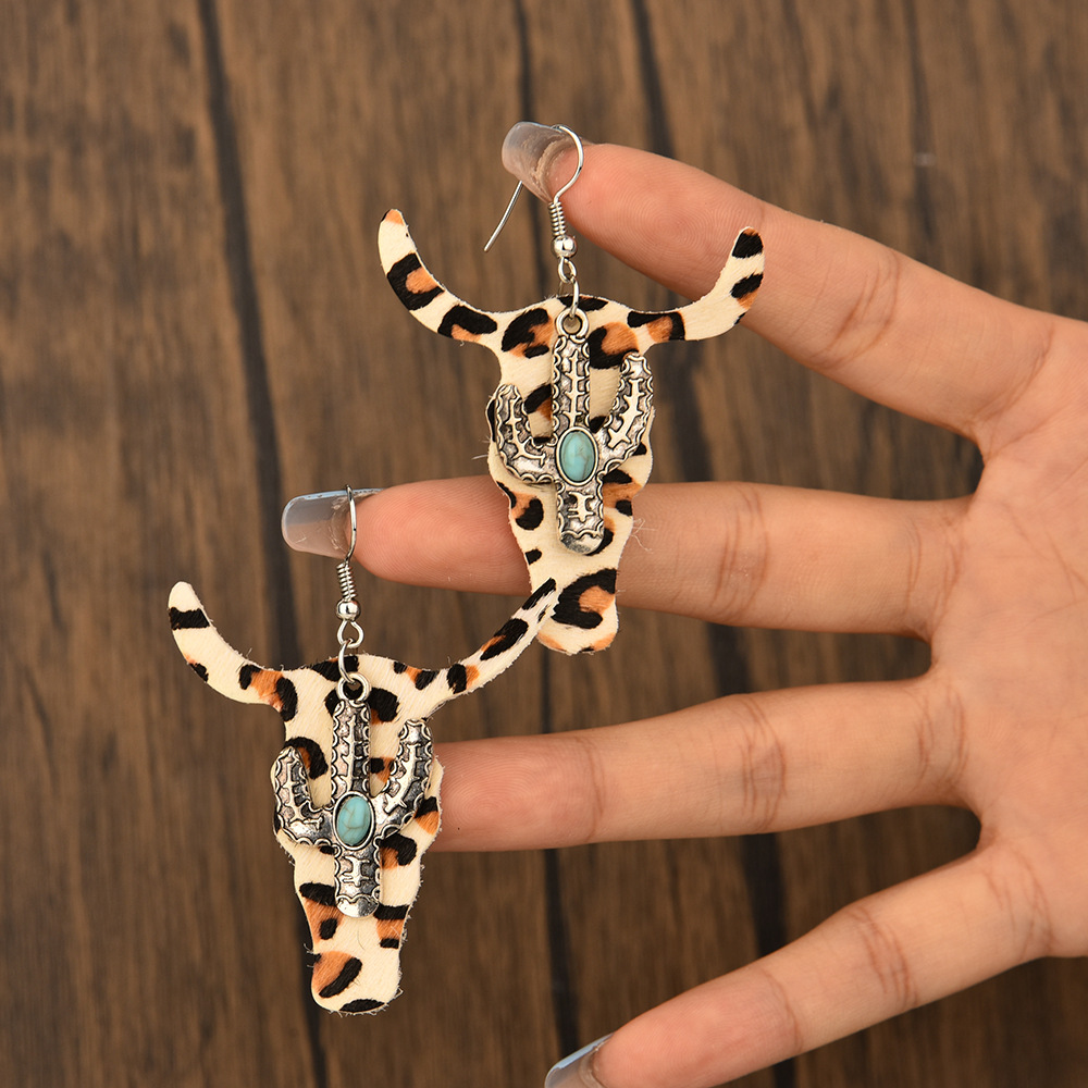 Ethnic Style Cattle Alloy Plating Turquoise Womenu0027S Drop Earrings 1 Pair