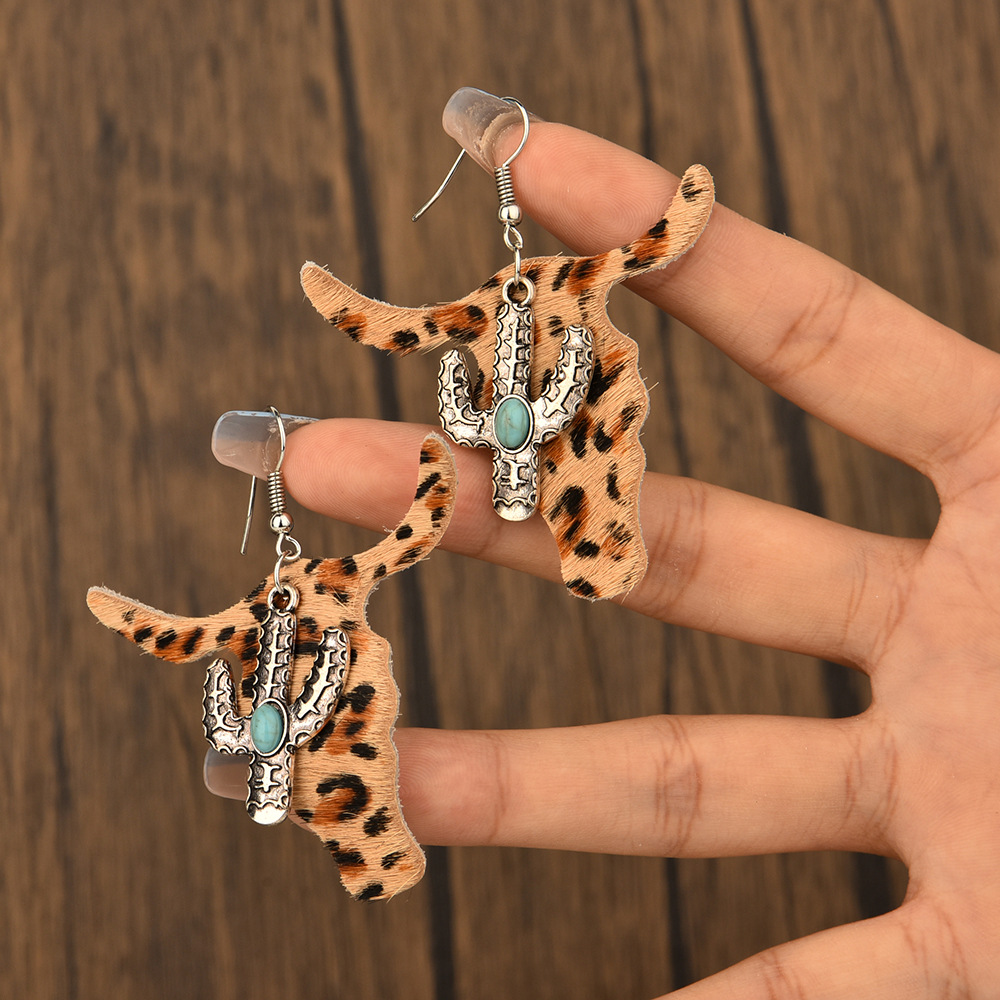 Ethnic Style Cattle Alloy Plating Turquoise Womenu0027S Drop Earrings 1 Pair