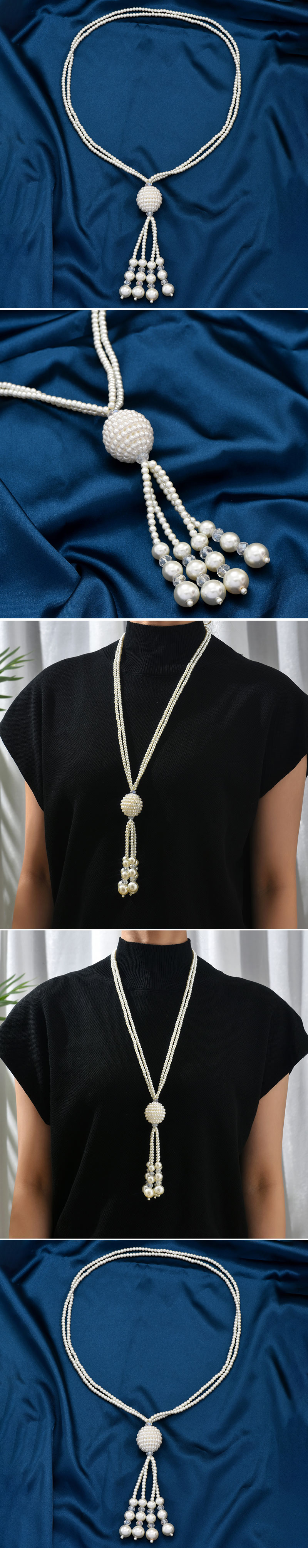 Elegant Geometric Artificial Pearl Tassel Womenu0027S Sweater Chain 1 Piece