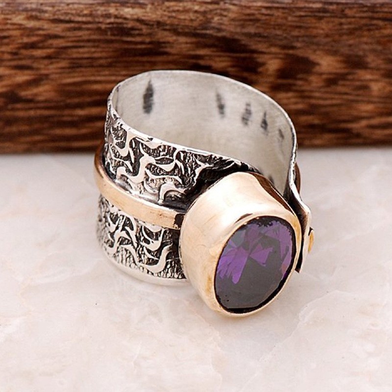 Ethnic Style Round Color Block Alloy Inlay Crystal Womenu0027S Rings 1 Piece