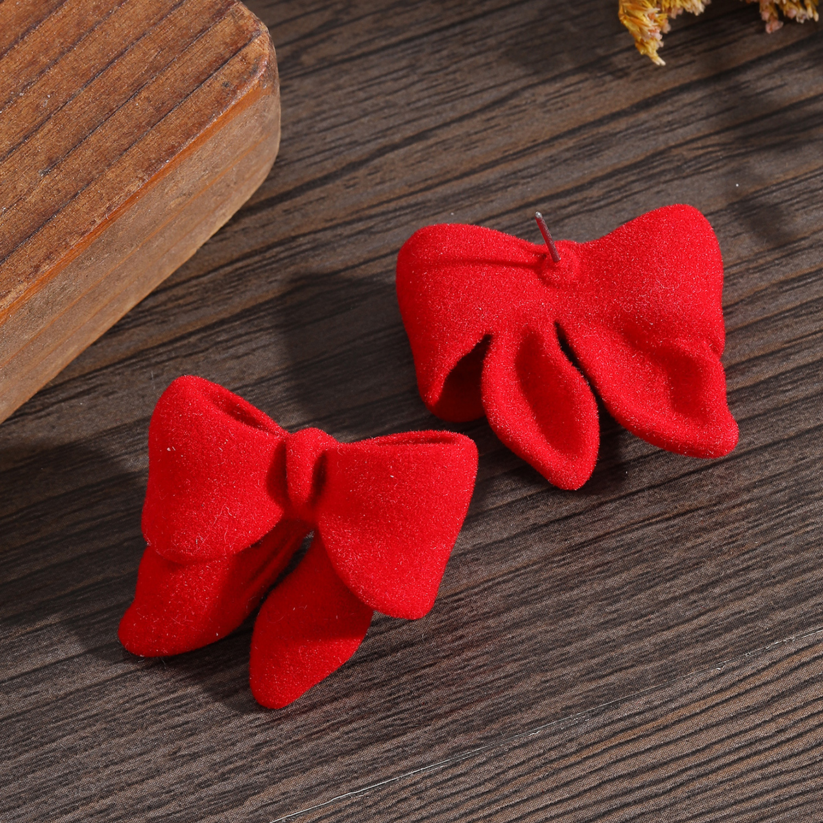 Fashion Bow Knot Flocking Womenu0027S Ear Studs 1 Pair