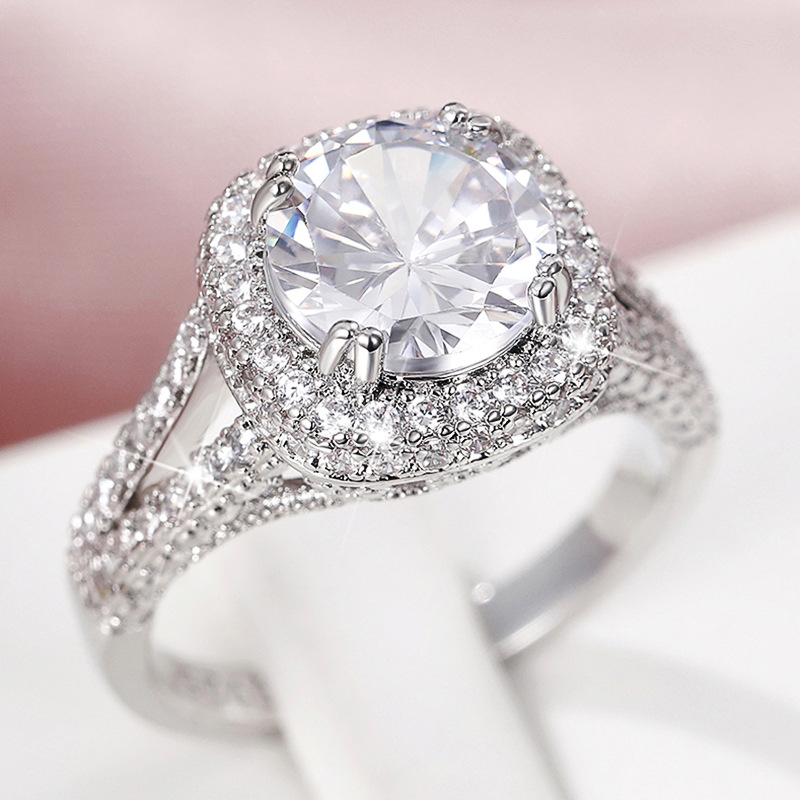 Fashion Square Copper Inlay Artificial Diamond Rings 1 Piece