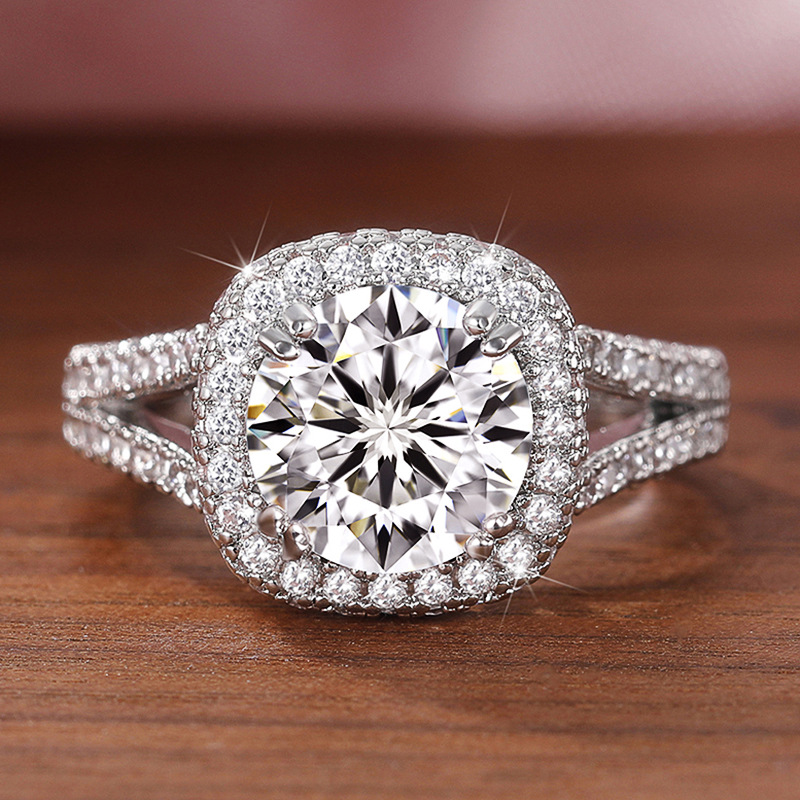 Fashion Square Copper Inlay Artificial Diamond Rings 1 Piece