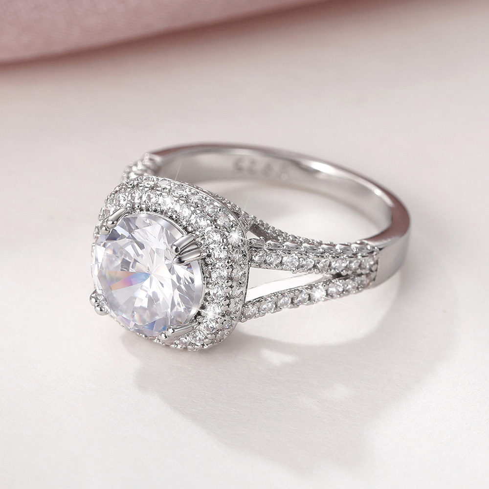 Fashion Square Copper Inlay Artificial Diamond Rings 1 Piece