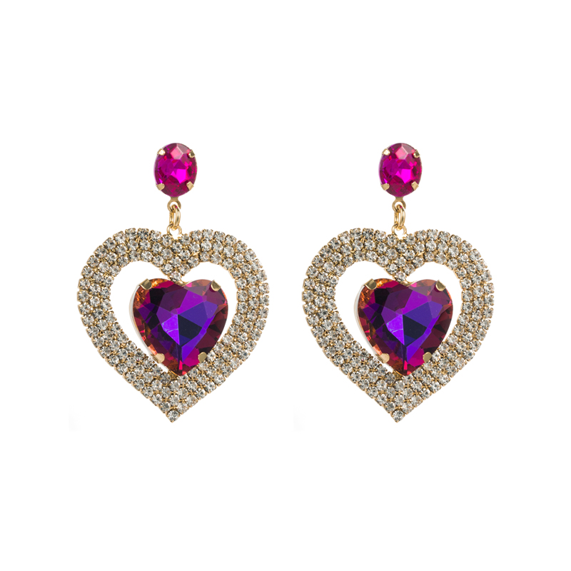 Classic Style Heart Shape Alloy Inlay Rhinestones Womenu0027S Drop Earrings 1 Pair