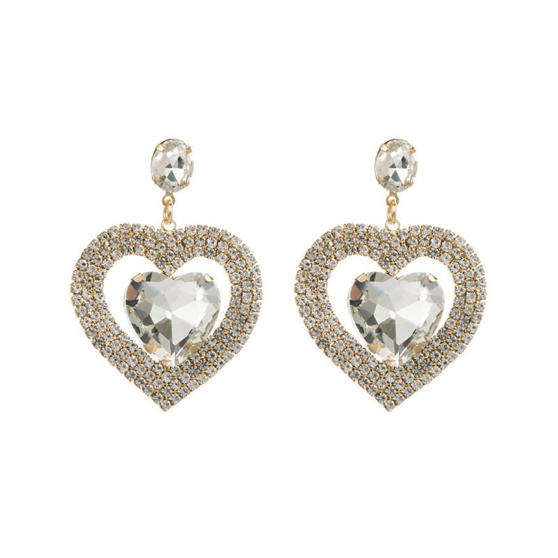 Classic Style Heart Shape Alloy Inlay Rhinestones Womenu0027S Drop Earrings 1 Pair