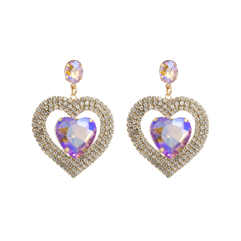 Classic Style Heart Shape Alloy Inlay Rhinestones Womenu0027S Drop Earrings 1 Pair