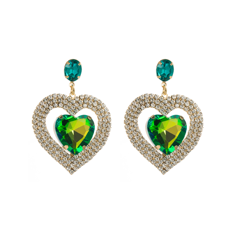 Classic Style Heart Shape Alloy Inlay Rhinestones Womenu0027S Drop Earrings 1 Pair