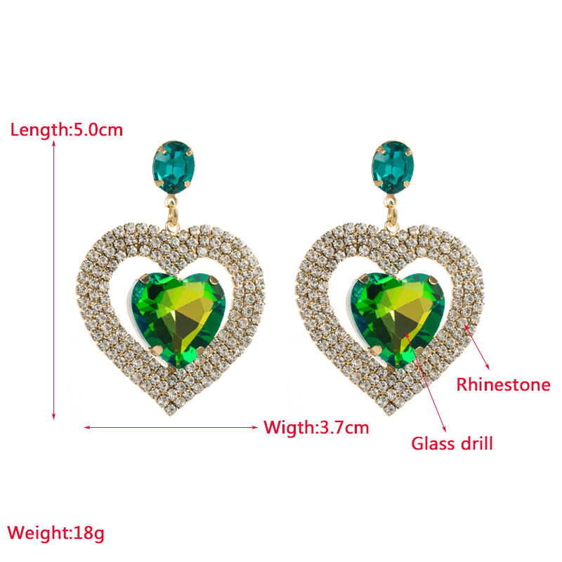 Classic Style Heart Shape Alloy Inlay Rhinestones Womenu0027S Drop Earrings 1 Pair