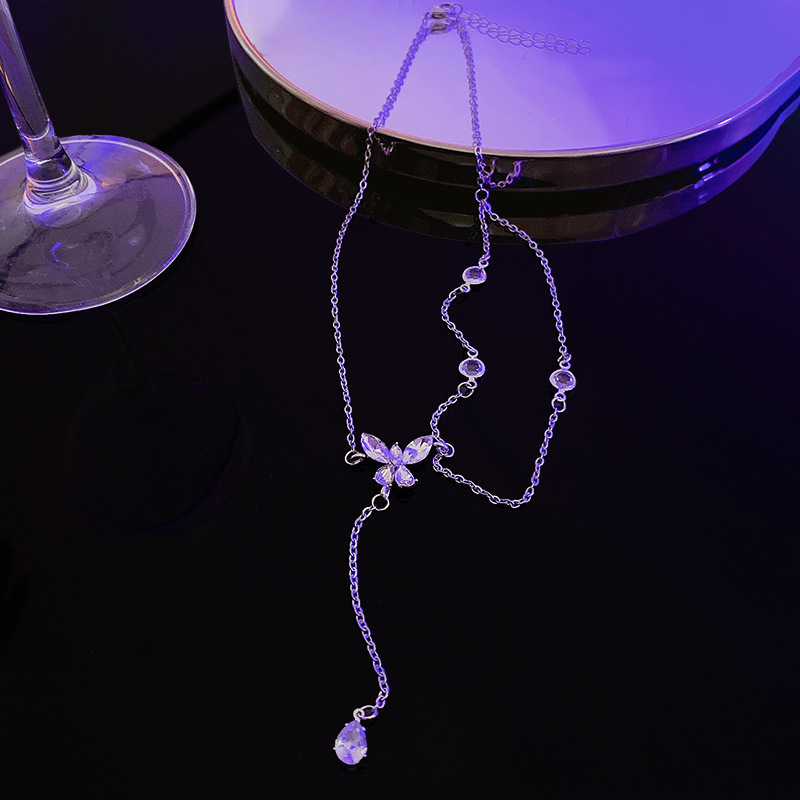 Fashion Geometric Water Droplets Heart Shape Titanium Steel Copper Tassel Plating Pearl Sweater Chai
