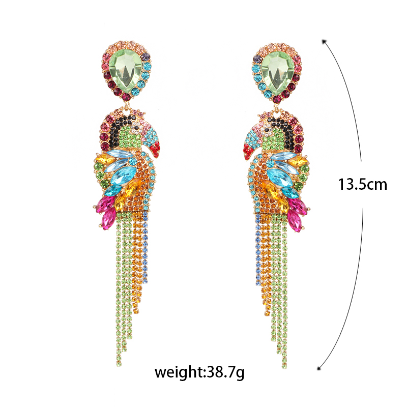 Fashion Animal Woodpecker Mixed materials Inlay Zircon Womenu0027S Drop Earrings 1 Pair