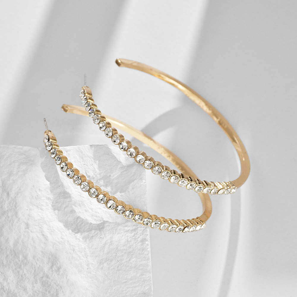 Fashion Circle Alloy Inlay Rhinestones Womenu0027S Hoop Earrings 1 Pair