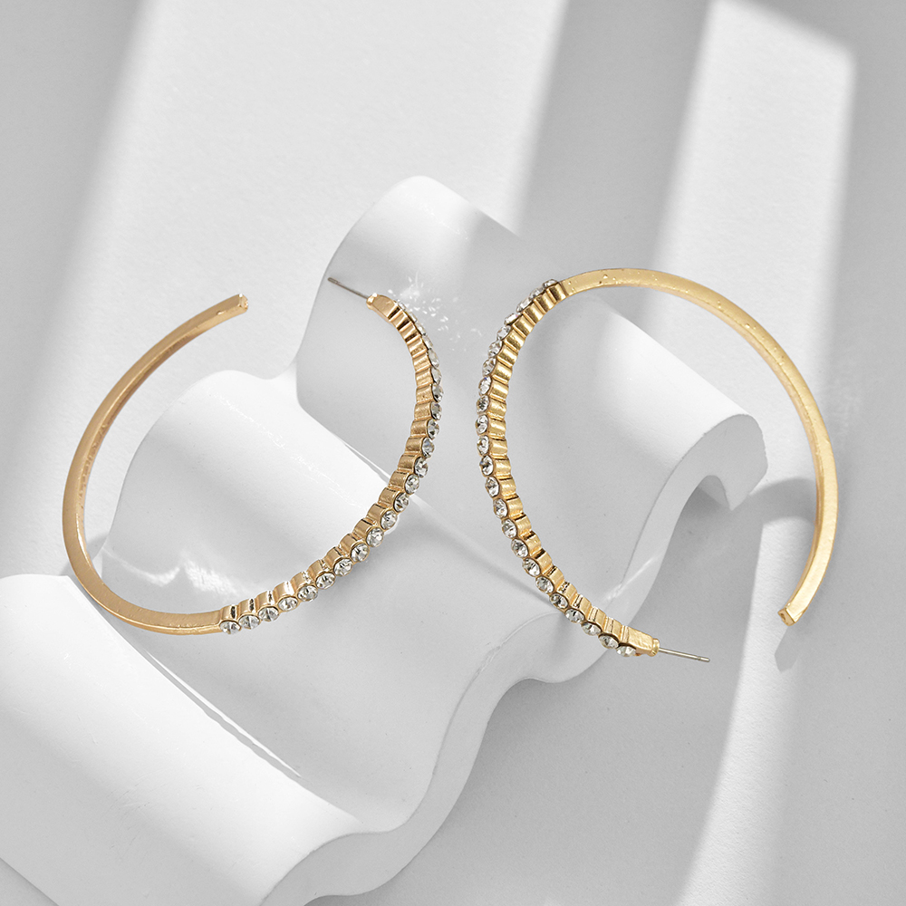 Fashion Circle Alloy Inlay Rhinestones Womenu0027S Hoop Earrings 1 Pair