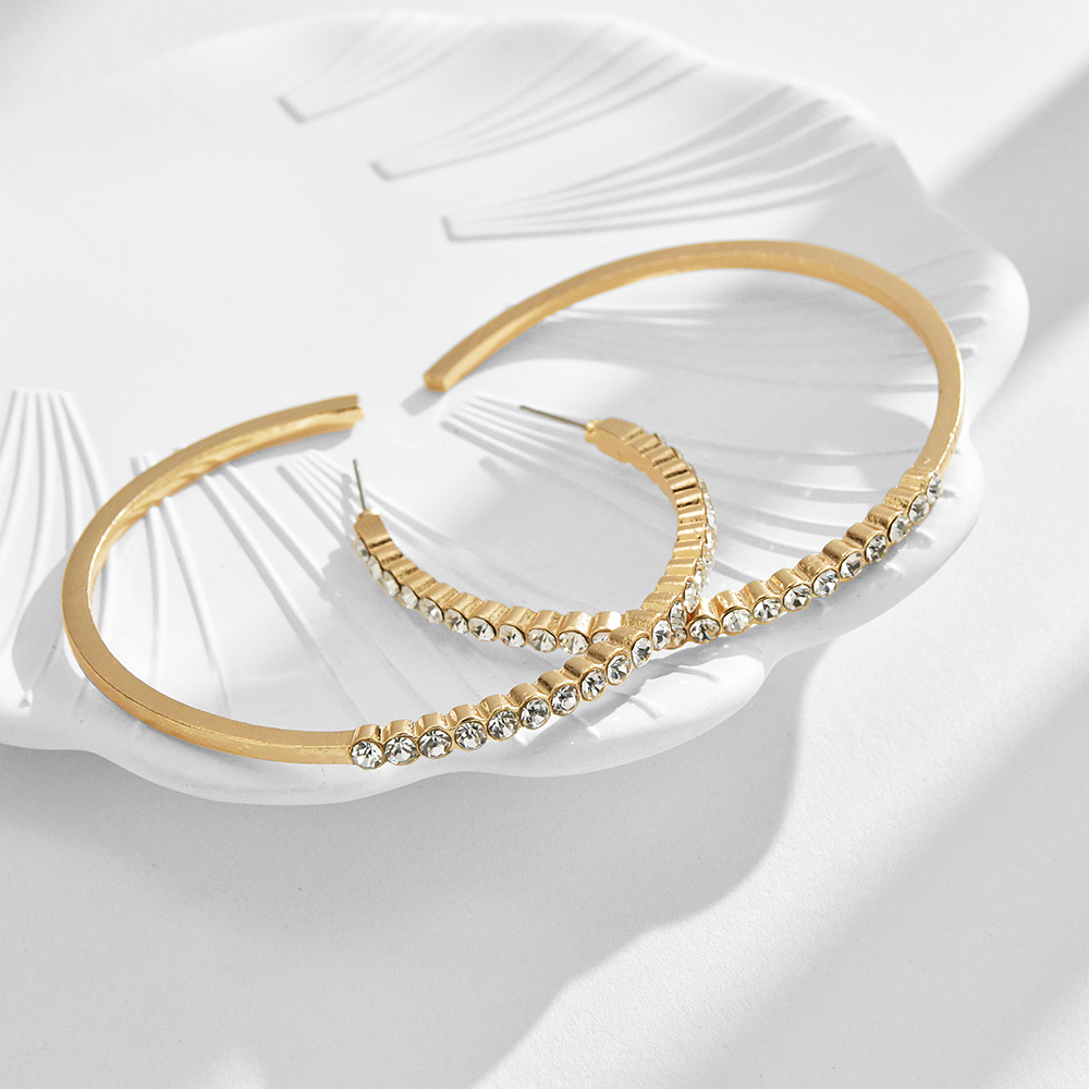 Fashion Circle Alloy Inlay Rhinestones Womenu0027S Hoop Earrings 1 Pair