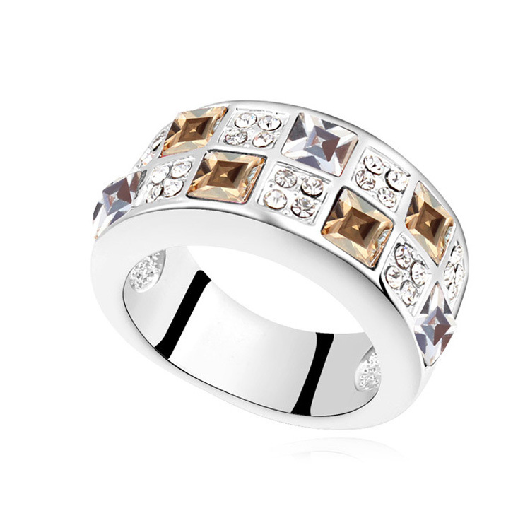 Fashion Rhombus Alloy Inlay Crystal Womenu0027S Rings 1 Piece