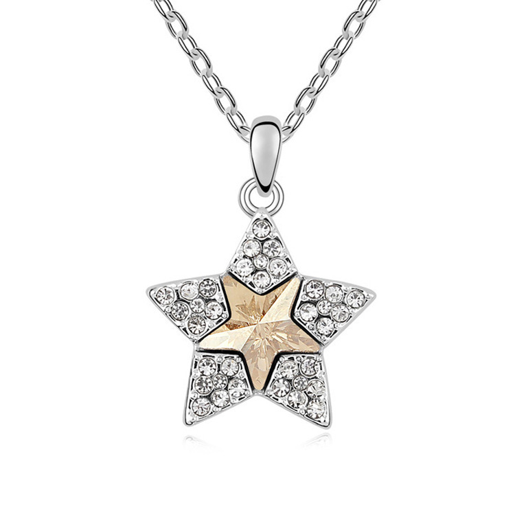 Simple Style Star Alloy Inlay Crystal Womenu0027S Pendant Necklace 1 Piece