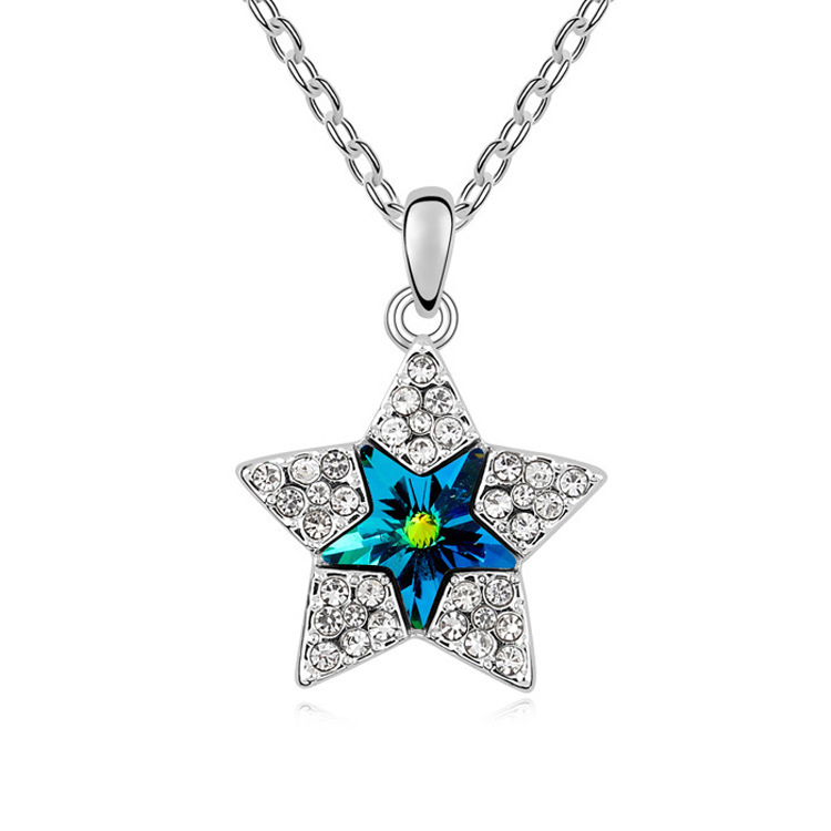 Simple Style Star Alloy Inlay Crystal Womenu0027S Pendant Necklace 1 Piece