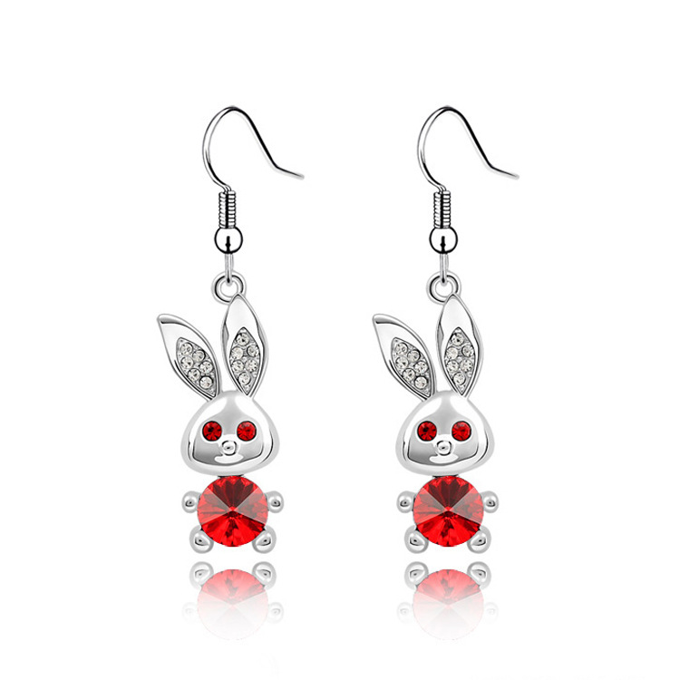 Cartoon Style Rabbit Alloy Inlay Crystal Womenu0027S Drop Earrings 1 Pair