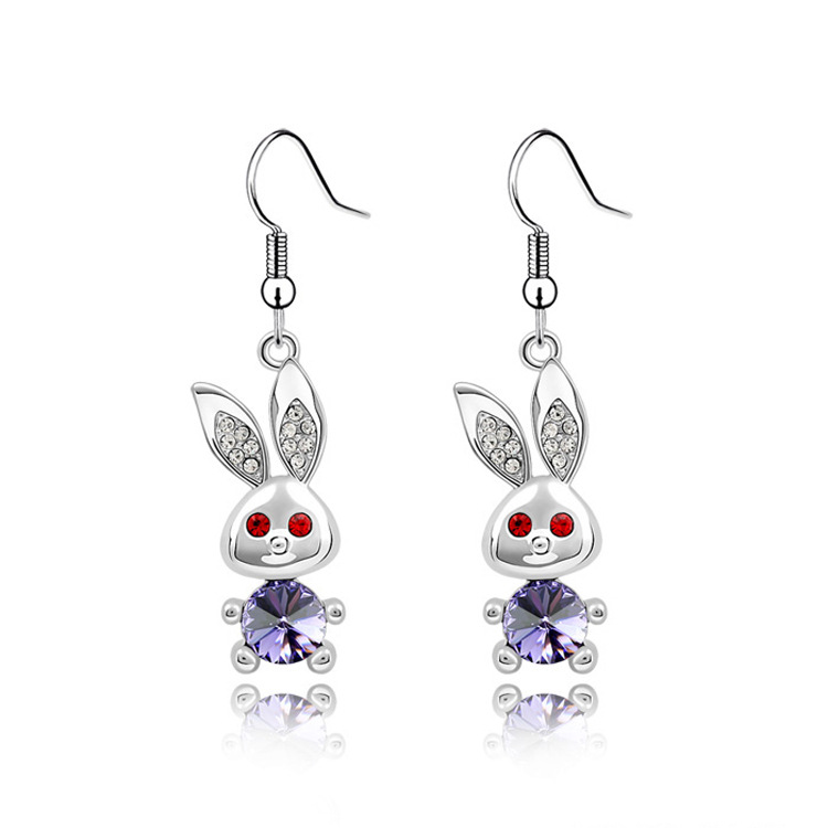 Cartoon Style Rabbit Alloy Inlay Crystal Womenu0027S Drop Earrings 1 Pair