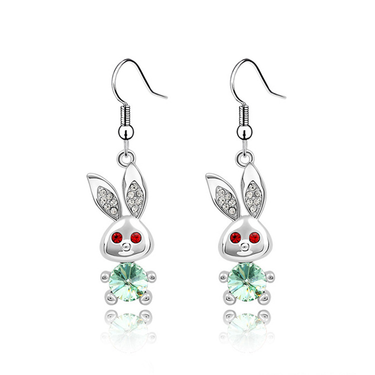 Cartoon Style Rabbit Alloy Inlay Crystal Womenu0027S Drop Earrings 1 Pair