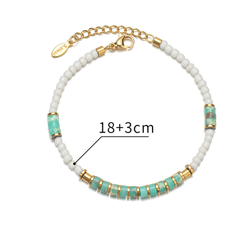 Simple Style Color Block Stainless Steel Beaded natural stone Womenu0027S Bracelets 1 Piece