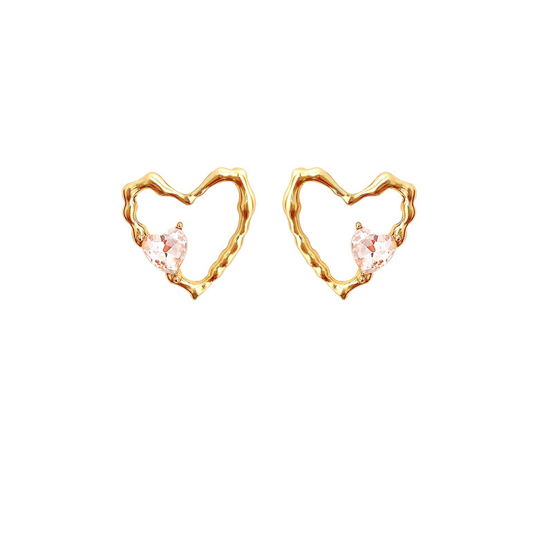 Fashion Heart Shape Alloy Plating Artificial Diamond Womenu0027S Ear Studs 1 Pair