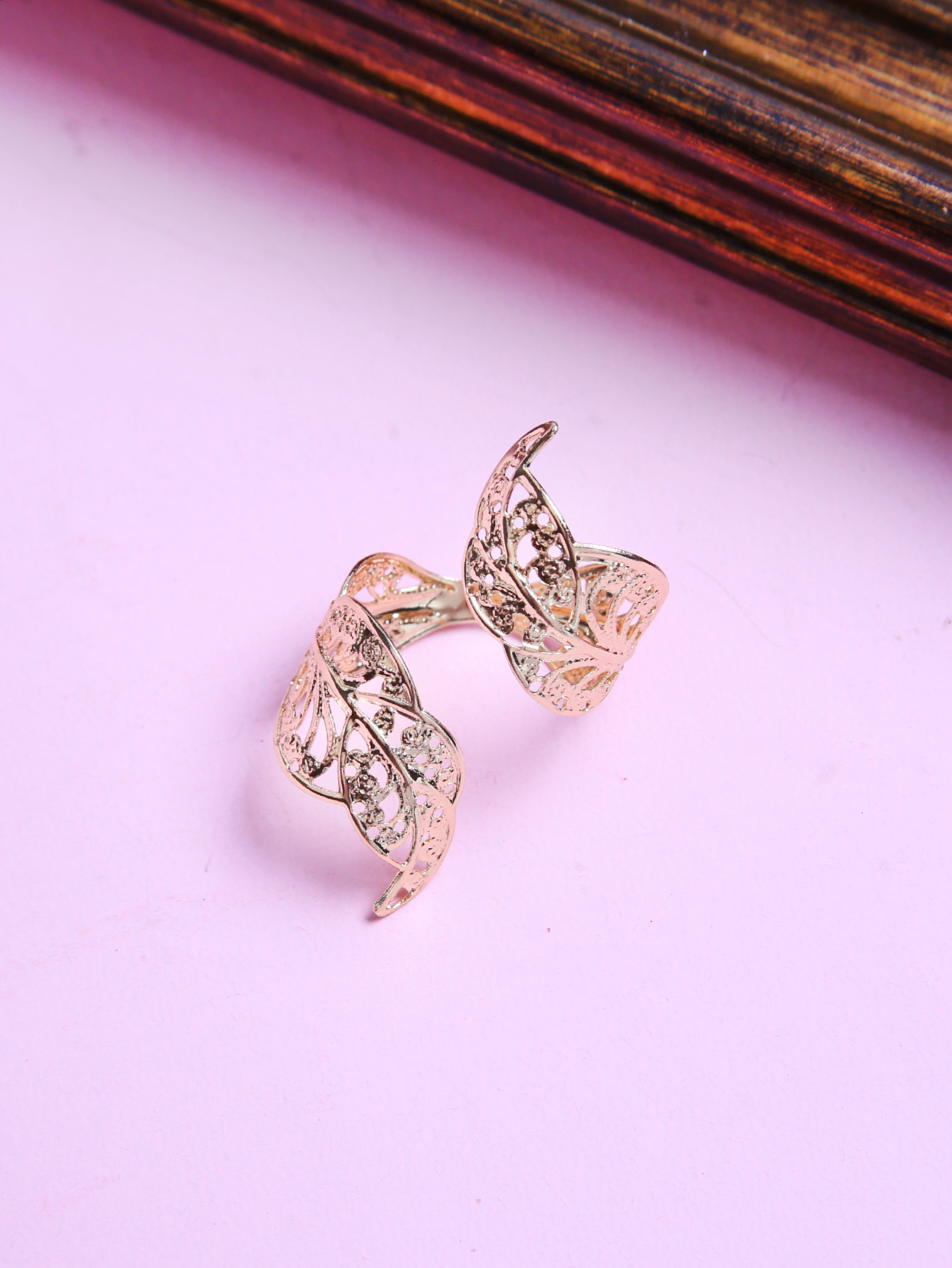 Simple Style Leaves Alloy Asymmetrical Hollow Out Womenu0027S Open Ring 1 Piece