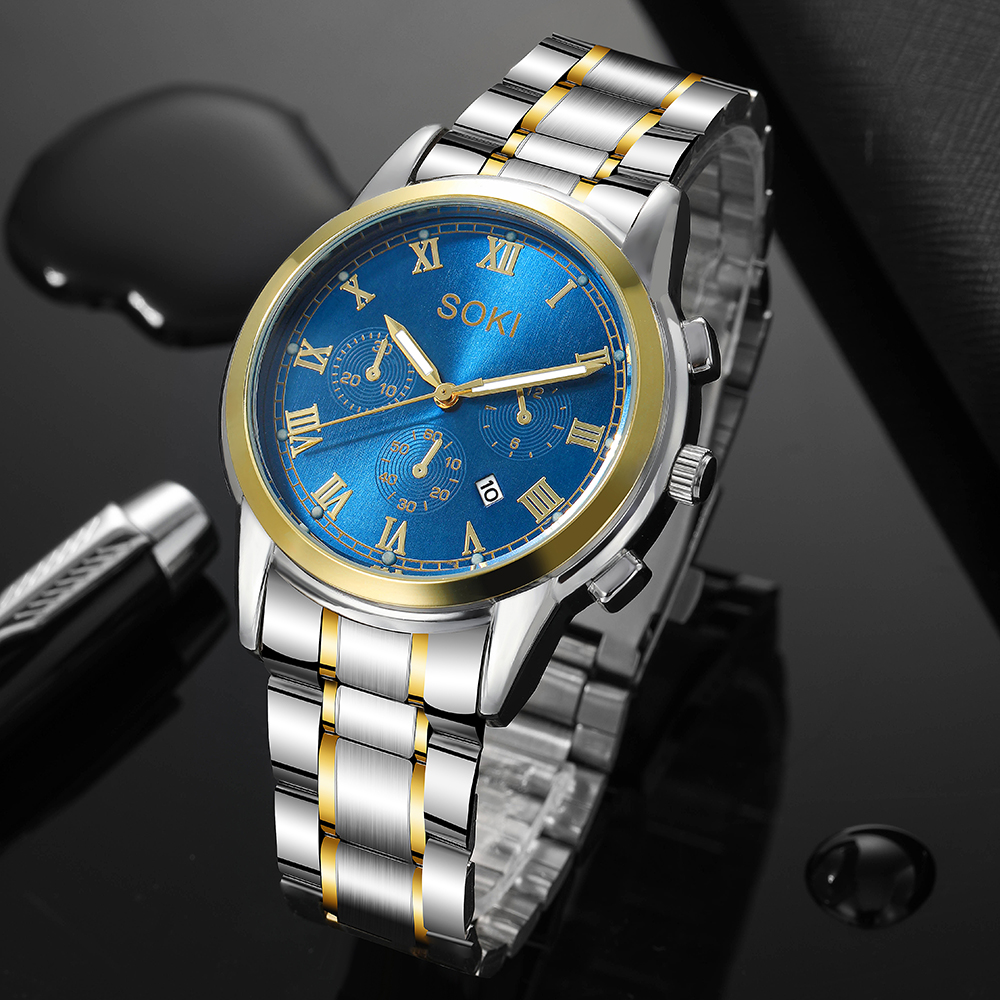 Fashion Solid Color Double Side Snaps Quartz Menu0027s Watches