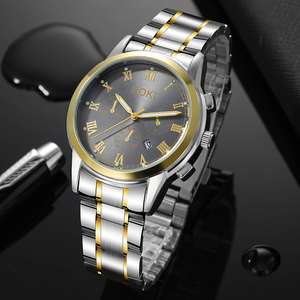 Fashion Solid Color Double Side Snaps Quartz Menu0027s Watches