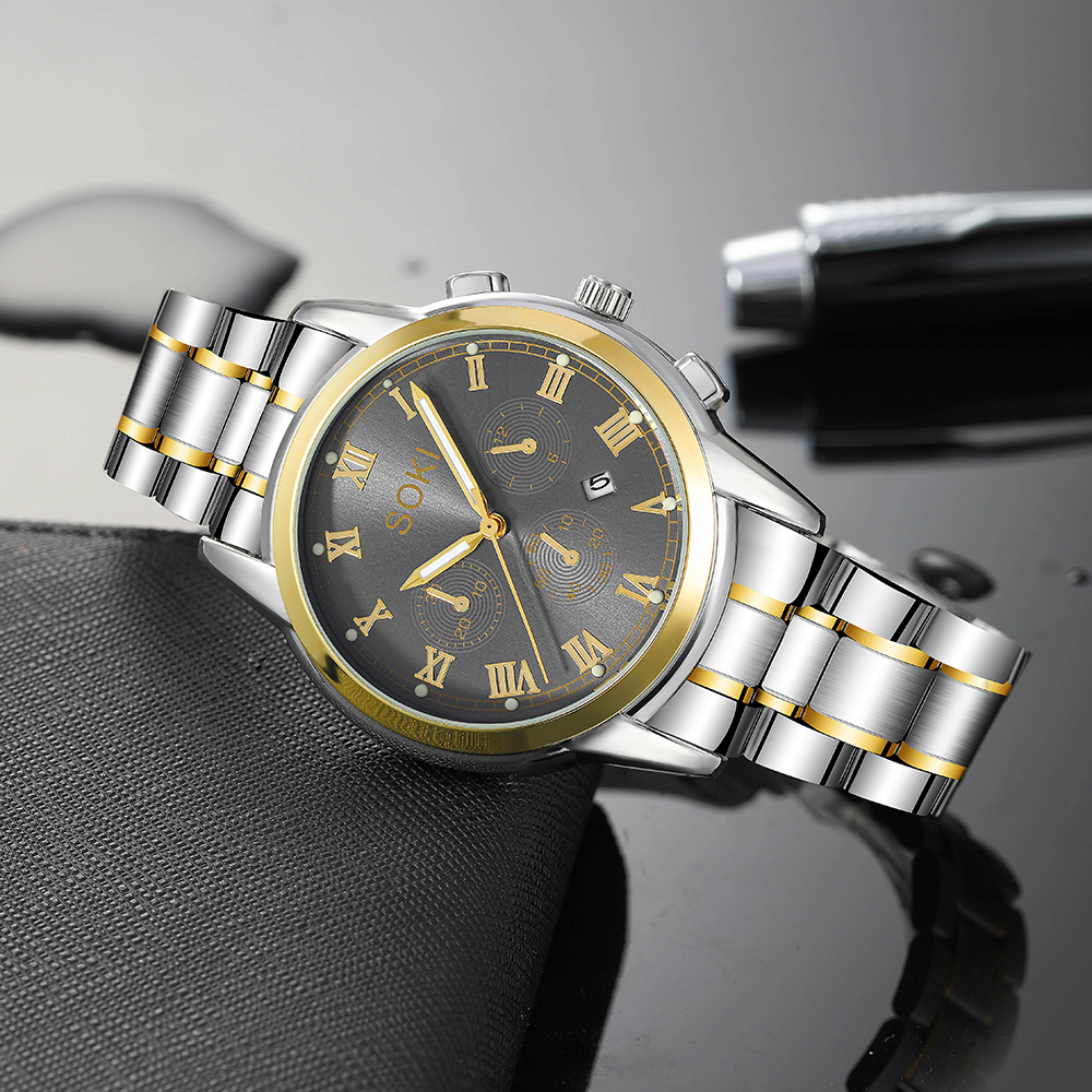 Fashion Solid Color Double Side Snaps Quartz Menu0027s Watches