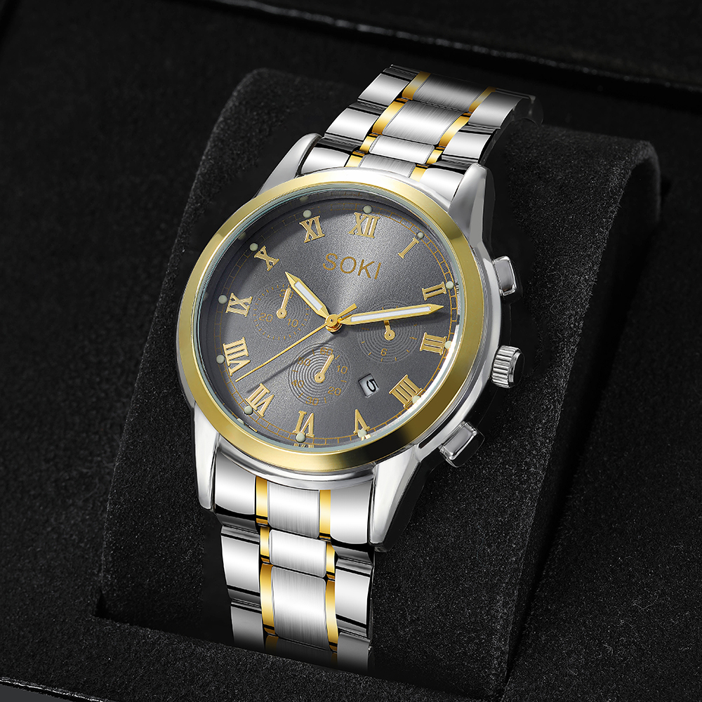 Fashion Solid Color Double Side Snaps Quartz Menu0027s Watches