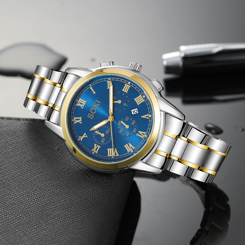 Fashion Solid Color Double Side Snaps Quartz Menu0027s Watches