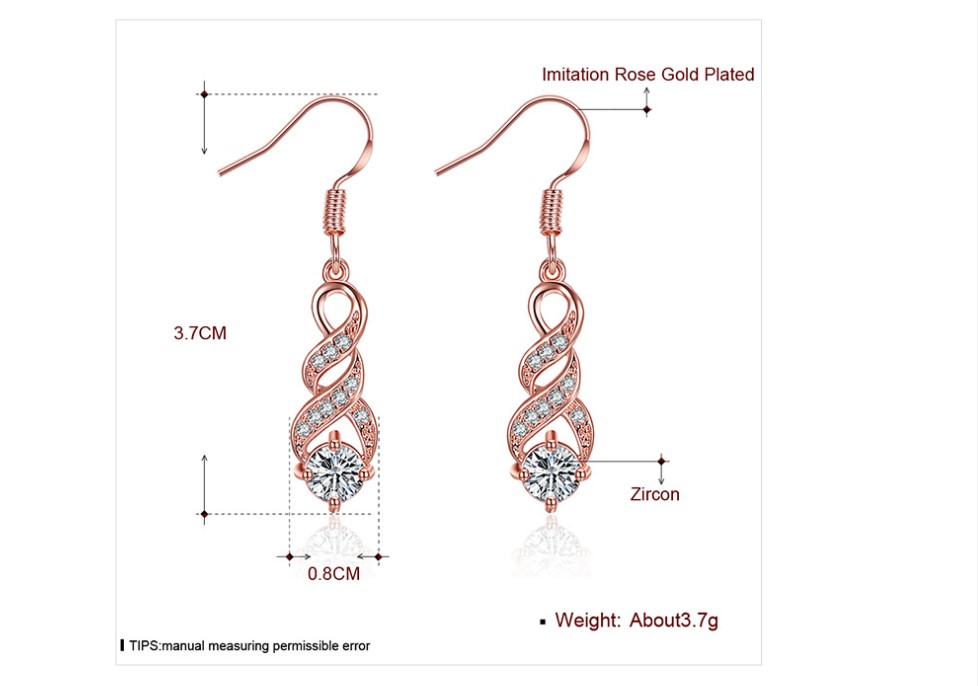 Simple Style Geometric Copper Inlay Zircon Drop Earrings 1 Piece