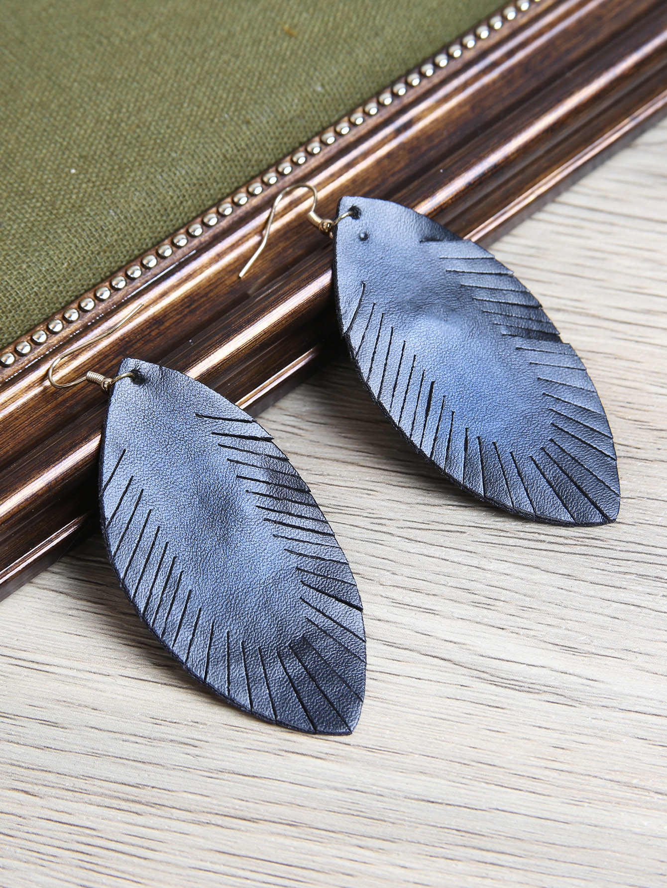 Fashion Leaves Pu Leather Womenu0027S Drop Earrings 1 Pair