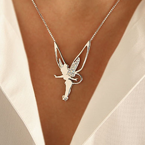 Elegant Angel Alloy Plating Artificial Diamond Womenu0027S Necklace 1 Piece