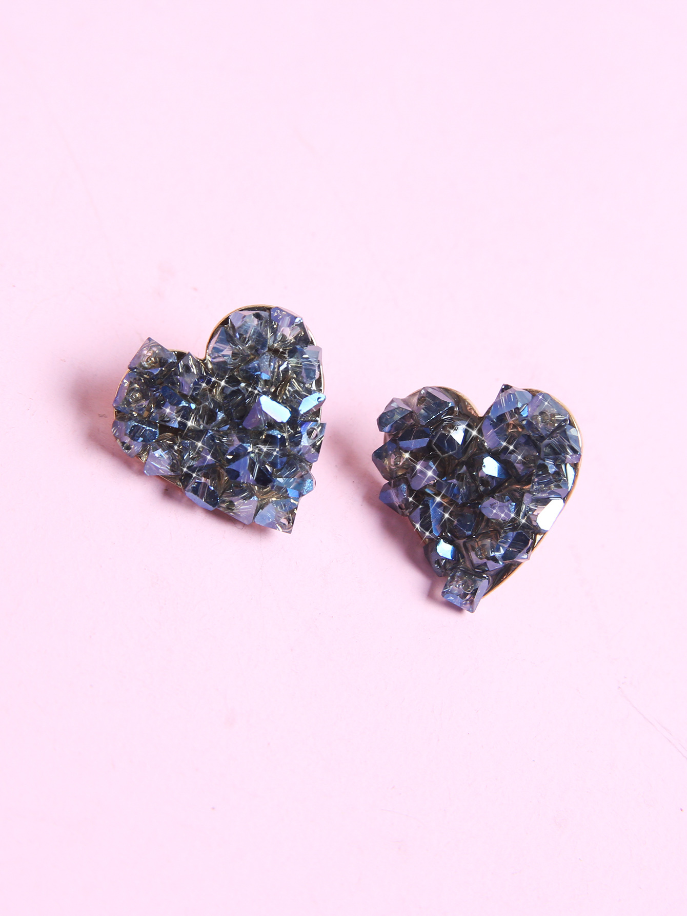 Simple Style Heart Shape Alloy Inlay Rhinestones Womenu0027S Ear Studs 1 Pair