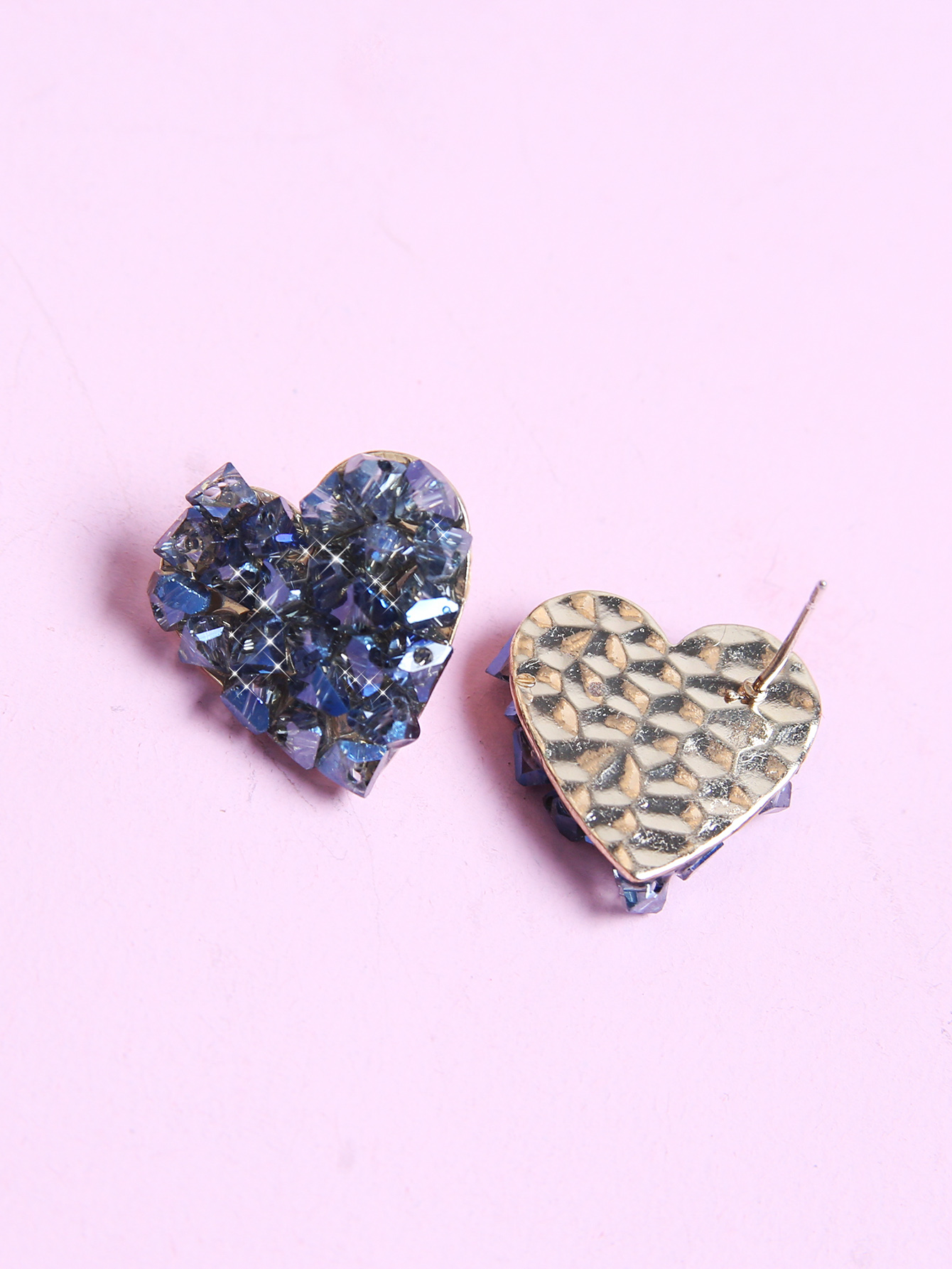 Simple Style Heart Shape Alloy Inlay Rhinestones Womenu0027S Ear Studs 1 Pair