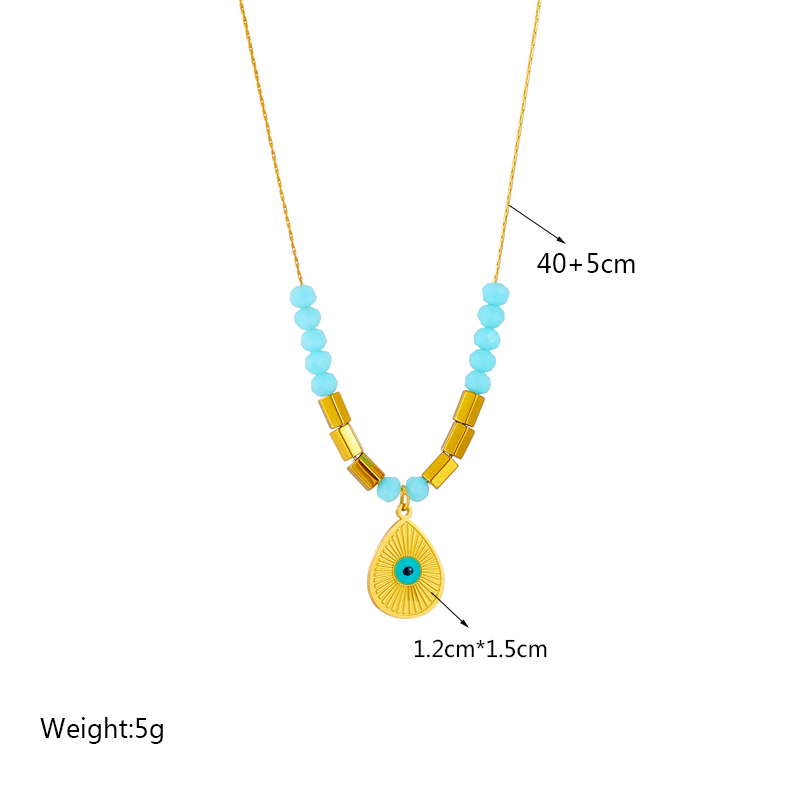 Ethnic Style Water Droplets Titanium Steel Gold Plated Pendant Necklace 1 Piece