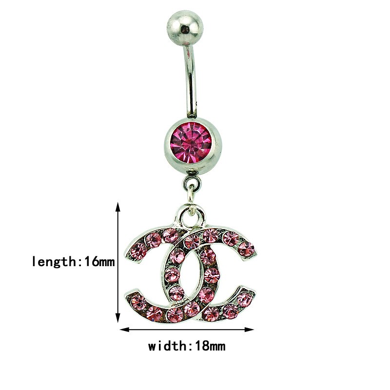 Fashion Simple Style Letter Stainless Steel Plating Artificial Gemstones Belly Ring