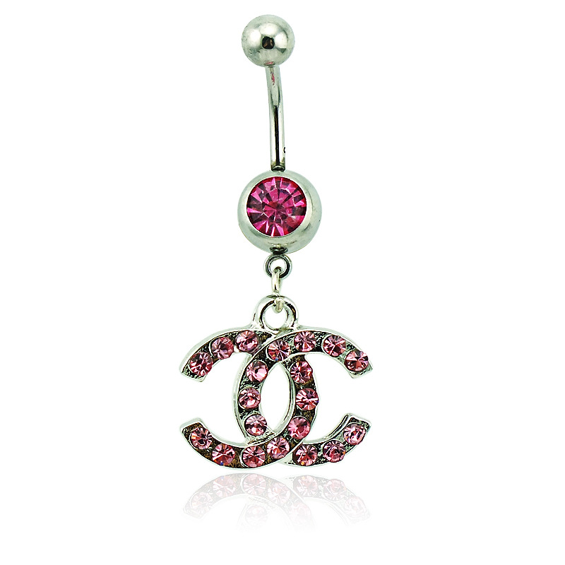 Fashion Simple Style Letter Stainless Steel Plating Artificial Gemstones Belly Ring