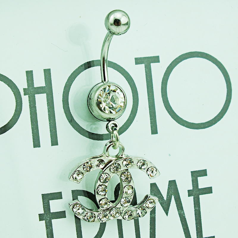 Fashion Simple Style Letter Stainless Steel Plating Artificial Gemstones Belly Ring