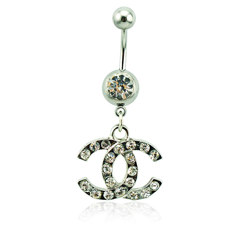 Fashion Simple Style Letter Stainless Steel Plating Artificial Gemstones Belly Ring