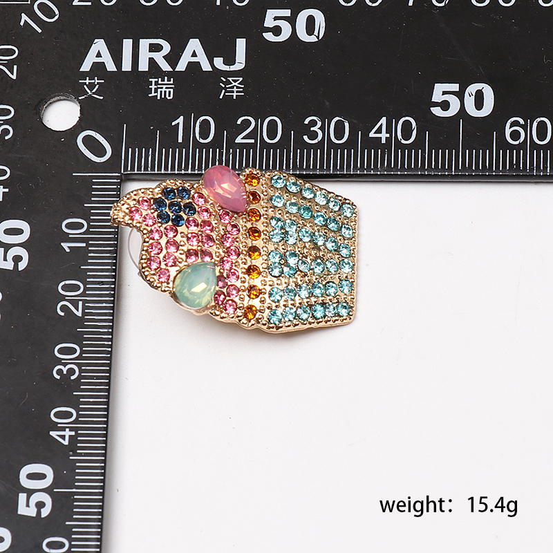 Fashion Ice Cream Mixed materials Inlay Zircon Womenu0027S Ear Studs 1 Pair