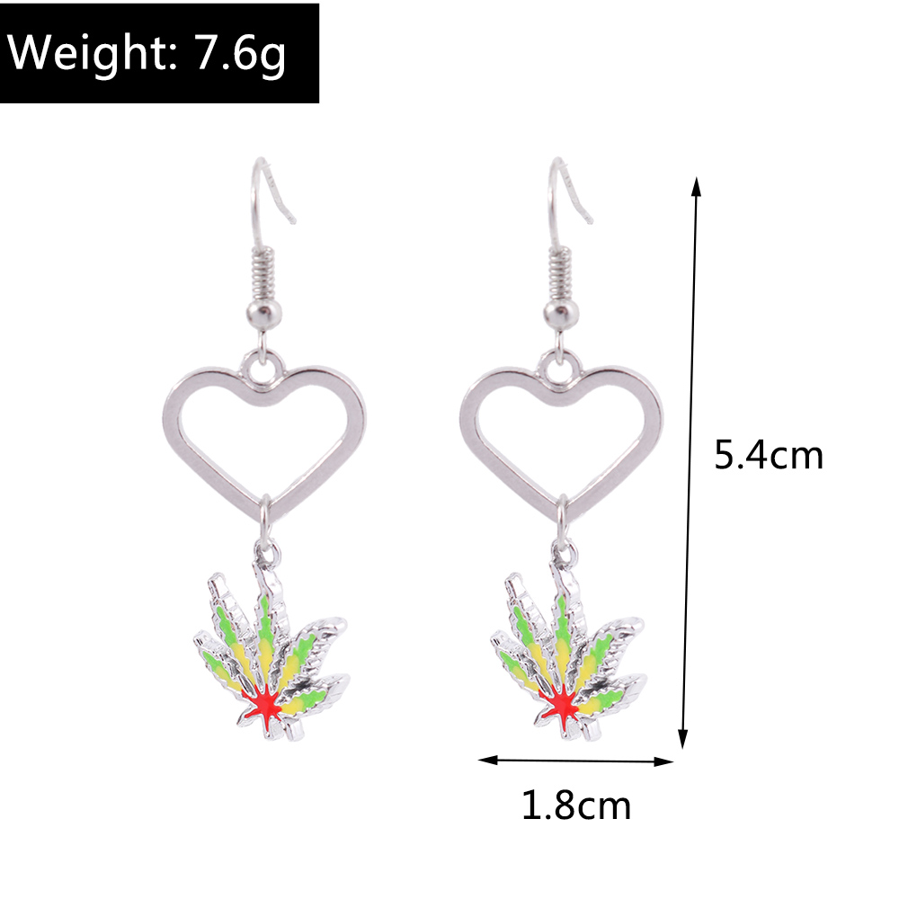 Fashion Maple Leaf Heart Shape Alloy Womenu0027S Drop Earrings 1 Pair