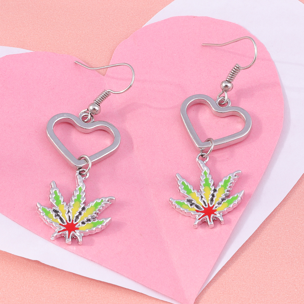 Fashion Maple Leaf Heart Shape Alloy Womenu0027S Drop Earrings 1 Pair