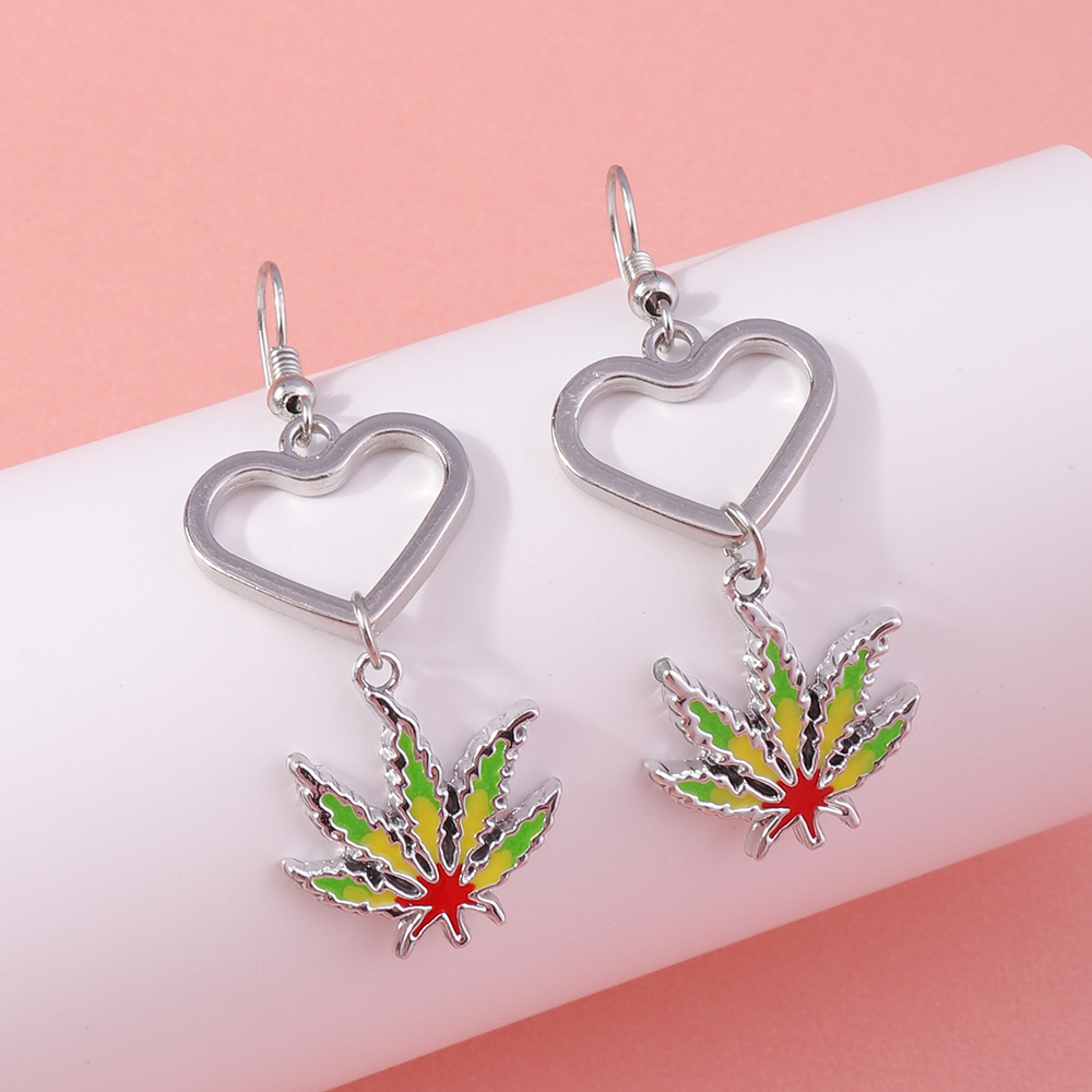 Fashion Maple Leaf Heart Shape Alloy Womenu0027S Drop Earrings 1 Pair