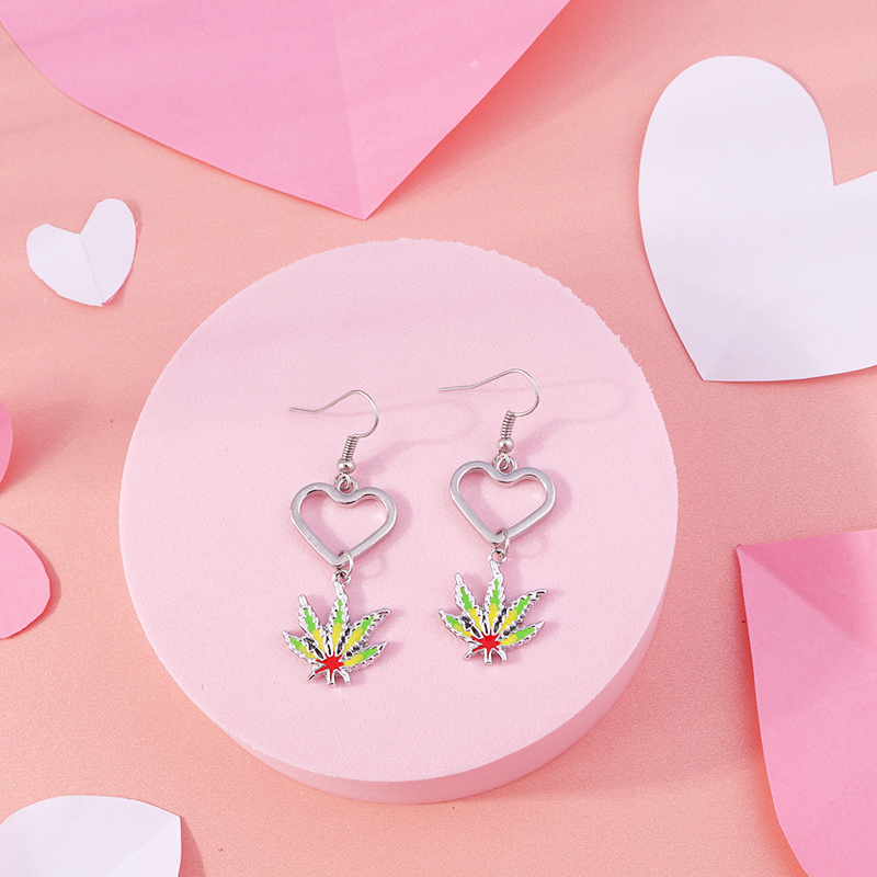 Fashion Maple Leaf Heart Shape Alloy Womenu0027S Drop Earrings 1 Pair