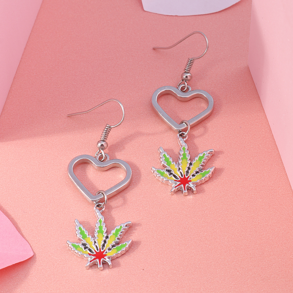 Fashion Maple Leaf Heart Shape Alloy Womenu0027S Drop Earrings 1 Pair